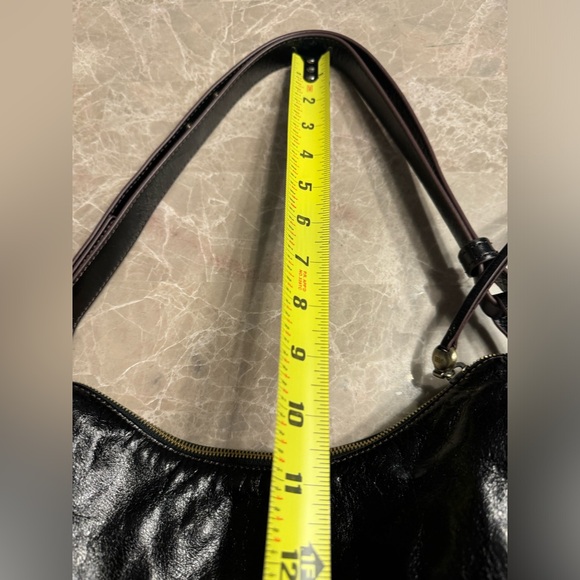Vintage Hobo black leather shoulder bag convertible strap satchel - Picture 5 of 13